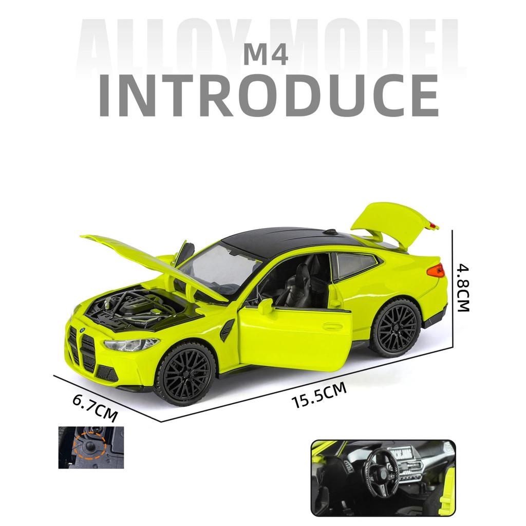 1/32 BMW M4 G82 Купе Сплав Модель Спортивного Автомобиля Литой Металлический Транспорт Автомодель Симуляция Звук и Свет Коллекция Детская Игрушка Подарок