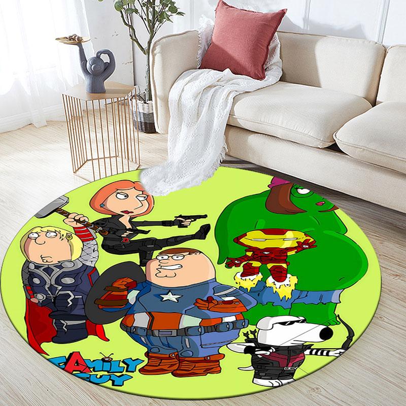 Family Guy Cartoon pattern round rug,Carpet Rug for Living Room Bedroom Playroom ,Non-slip Floor Mat,Holiday Gifts and Birthday Gifts.