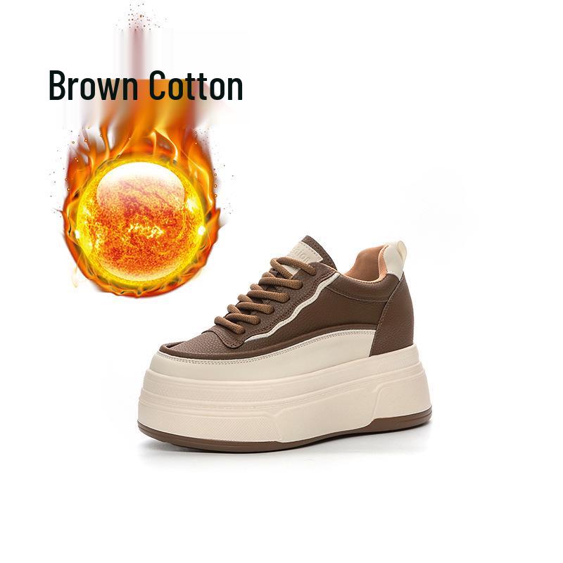 2026 Spring White Platform Wedge Shoes - Hidden Heel Casual Women's Sneakers with Thick Sole and Velvet Style