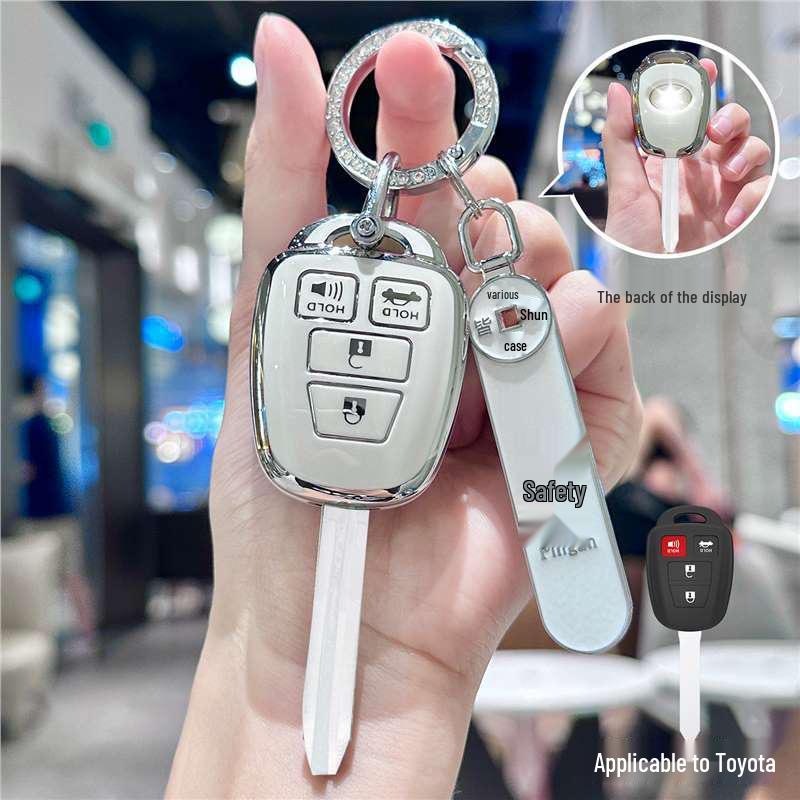 Silver Edge Key Case for Toyota Models: Corolla, RAV4, Camry, Vios, Highlander