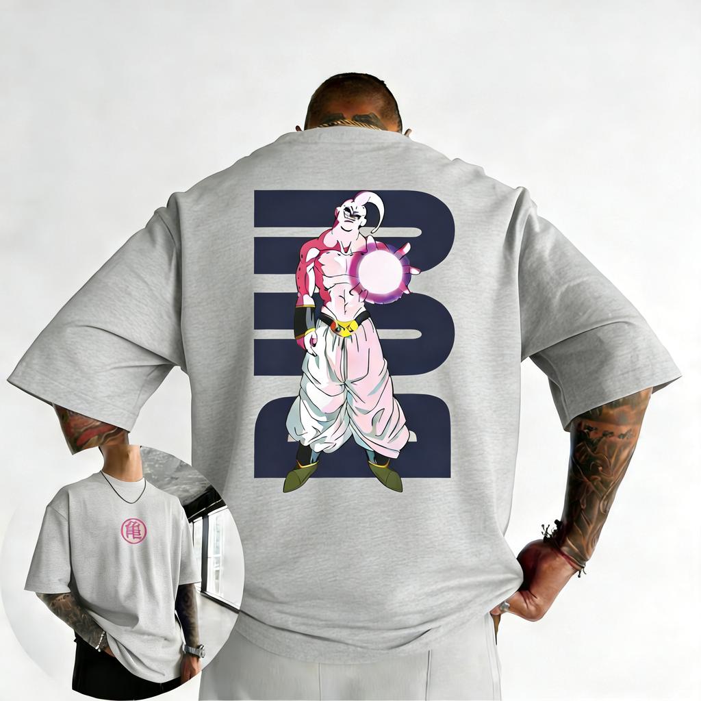 Dragon Ball Trendy Hot Items Anime Tshirt Summer New Majin Buu Front and Back Printed Men and Women Street Hiphop Casual Top