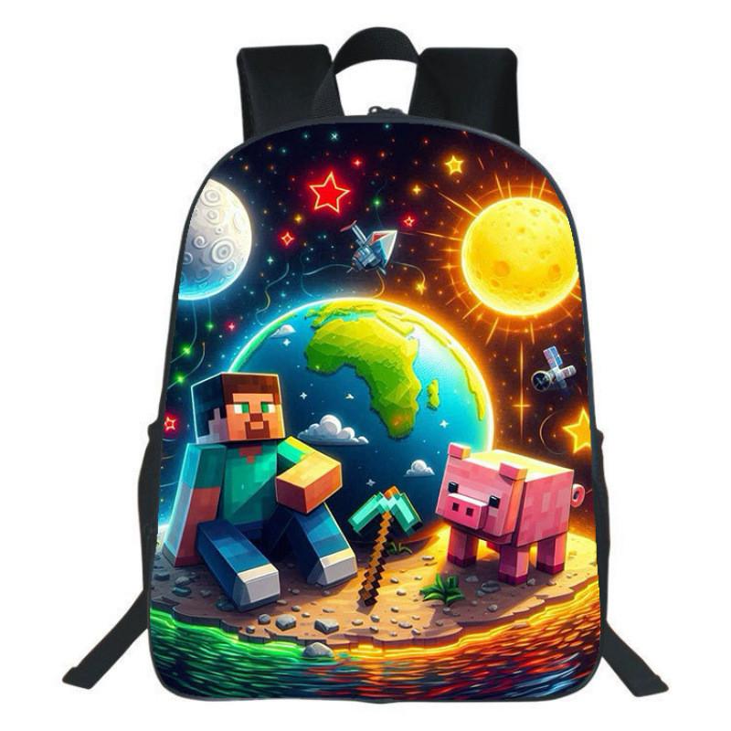 Рюкзак Minecraft для детей с принтом, нейлоновый школьный рюкзак с мягкими лямками для учеников начальной школы