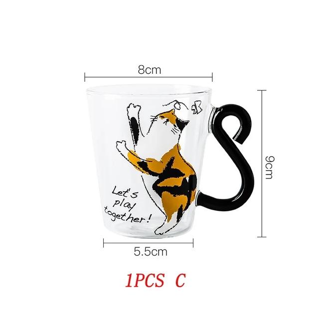 250ml Animal Shaped Glass Cup With Handle Cute Cappuccino Latte Coffee Mug Clear Milk Teacup Christmas Valentine's Day Gifts