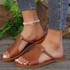 Women's Flat Shoes  Summer New Metal Designer Fashion Round Head Open-toed Slippers Women Outdoor Casual Walking Flip-flops