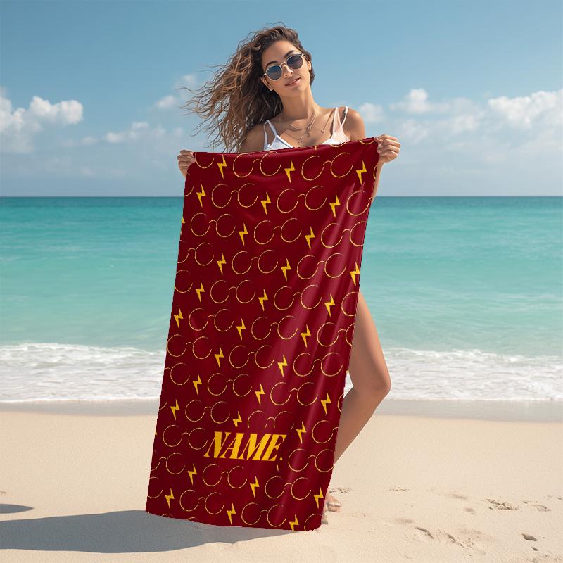 Personalized Golden Beach Towel Microfiber Beach Towel Thin Absorbent for Beach Swimming Yoga Bath Sports. 0910377