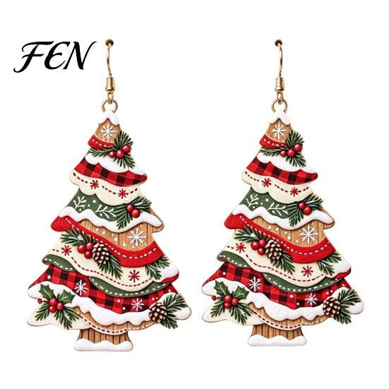 Holiday Party Jewelry Christmas 2D Acrylic Earrings, Colorful Tree Dangle Earrings with Bow Decorative Decor, Lightweight Drop Jewelry, Decorations