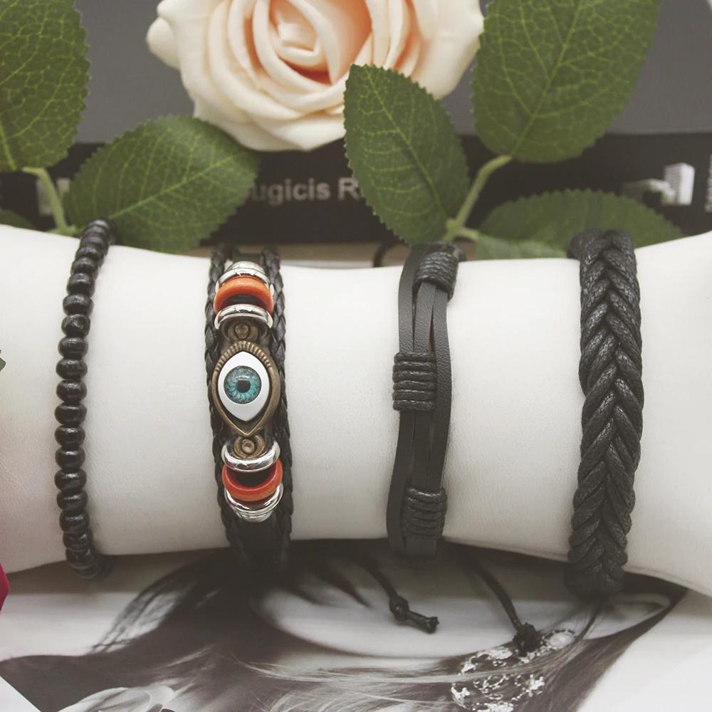 Набор из 5 предметов, мужские роскошные часы, итальянский браслет с подвесками, мужской браслет, в комплект входит коробка, роскошный кожаный ремешок для спорта и путешествий на открытом воздухе