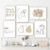 Abstract Lines Coffee Wine Glass Lemon Canvas Painting Nordic Posters And Prints Wall Art Pictures For Kitchen Room Home Decor