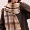 Mohair Plaid Wool Scarf Plush Long Shawl Retro Winter Cashmere Scarves  Student