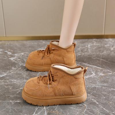 Повседневные универсальные зимние ботинки на платформе для улицы, женские зимние бархатные утепленные новые хлопковые ботинки средней высоты