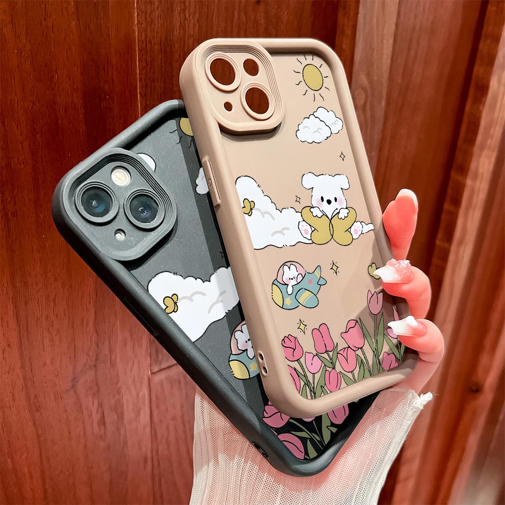 For Huawei P50 Pro P40 Lite Honor 8X 9X X9 Tecno Spark Go Infinix Smart 8 Vivo V29 V30 Y02 Y16 Cartoon Flower Rabbit Pattern Soft Silicone Phone Case
