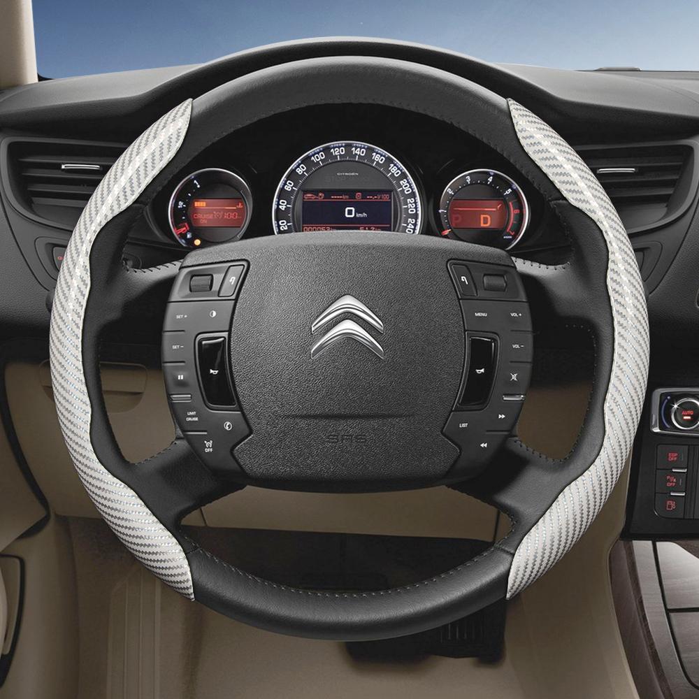 Подходит для Citroen Рулевое колесо с текстурой под карбон, Сегментированный дизайн с быстрой фиксацией, Прочные черные аксессуары для моделей, таких как C3, C