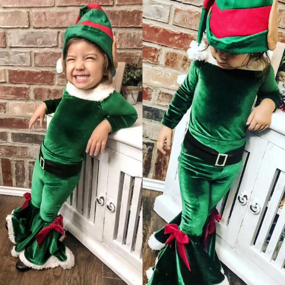 Бархатный плюшевый комбинезон и головные уборы для девочек, рождественская и новогодняя одежда для детей 1–6 лет