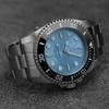 NEW Model Ceramic Bezel Watch Mechanical Automatic Hand Winding Automatic 200m Water Resistant Reverse Rotation Prevention Crown Wristwatch Ice Blue