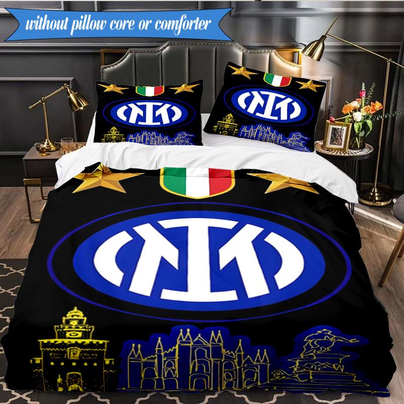 3PCS F.C. Internazionale Milano Printed Soft Bedding Set,Including 1pc Duvet Cover And 2pcs Pillowcases Perfect for Bedroom, Dormitory, Fan gift