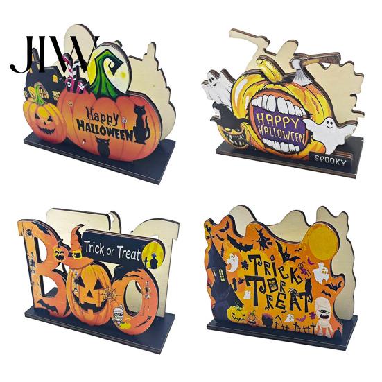 Halloween Napkin Holder Wooden Holder, Ghost Pumpkin Decorative Tabletop Tissue Dispenser, Rustic Kitchen Counter Storage Paper Organizer for Holiday