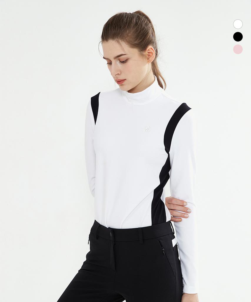 DUVIK Women'S Color Block Brushed Round Long Sleeve T-Shirt Dc4Wts001