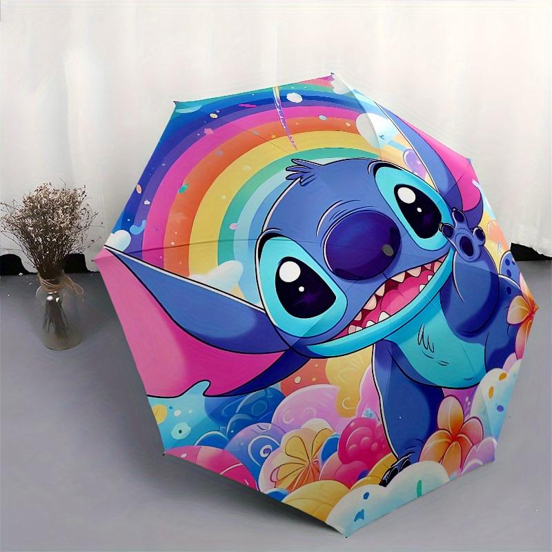 Disney Stitch,Rainbow,Fantasy Manual Opening and Closing Umbrella, 24-Rib Reinforced Folding Design, Lightweight
