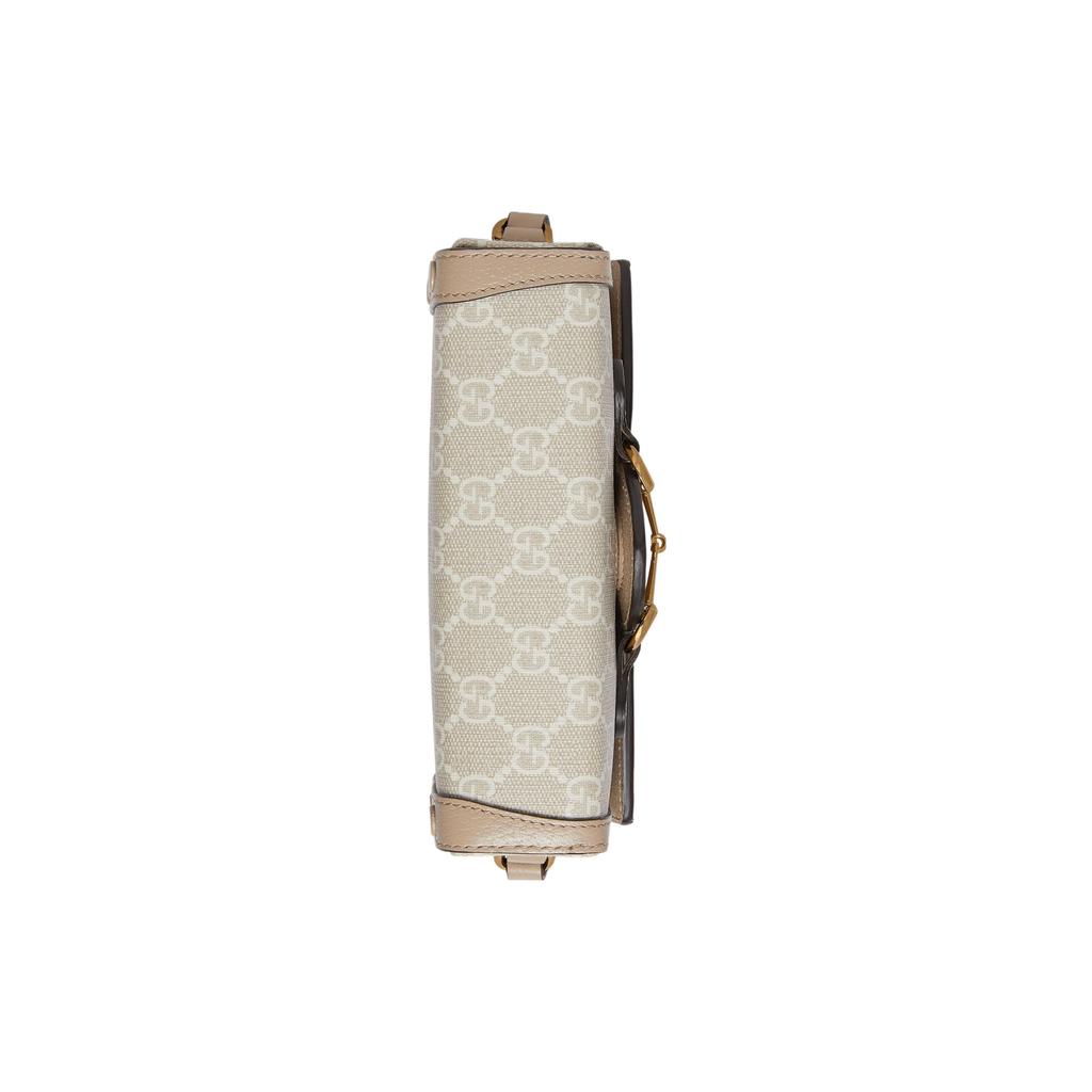 Gucci Horsebit 1955 Monogram Canvas And Leather Mini Shoulder Bag Women Shoulder Bag Beige White 699296-UULBG-9683