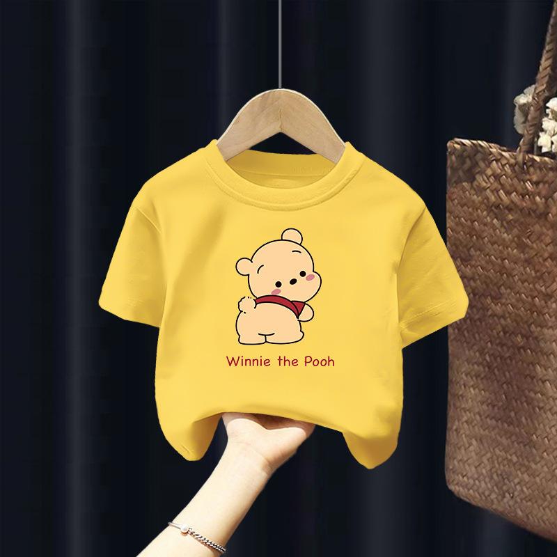 Children's Short-sleeved T-shirt Bear Summer Style Cartoon Top Loose Bottoming Shirt for Large, Medium and Small Children