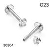G23 Titanium Zircon Round Lip Ring Nose Stud with Four-Claw Design