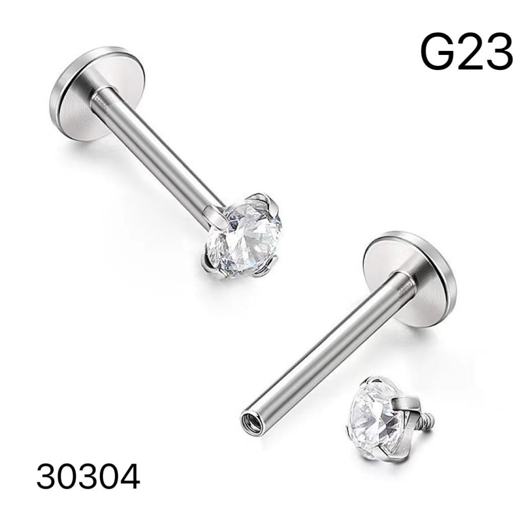 G23 Титановый цирконовый круглый носовой гвоздик с кольцом в форме четырех когтей