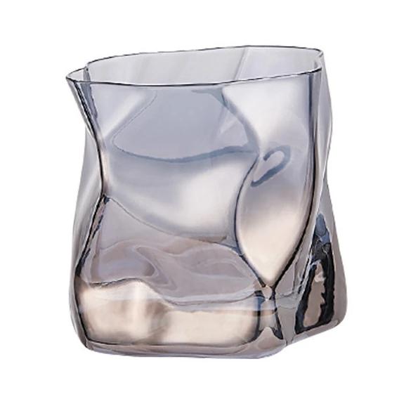 280 мл Стеклянные Неправильные Чашки Креативная Чашка с Витым Узором Необычной Формы Матовое Прозрачное Золотое Горлышко Стакан для Виски Бокалы для Вина