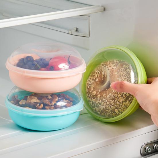 Контейнер для бубликов с прозрачной крышкой, прочная герметизация, безопасная для микроволновых печей, дуговой дизайн, круглый термостойкий контейнер для хранения десертного хлеба