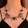 Retro Gothic Black Spider Web Necklace - Halloween Gift