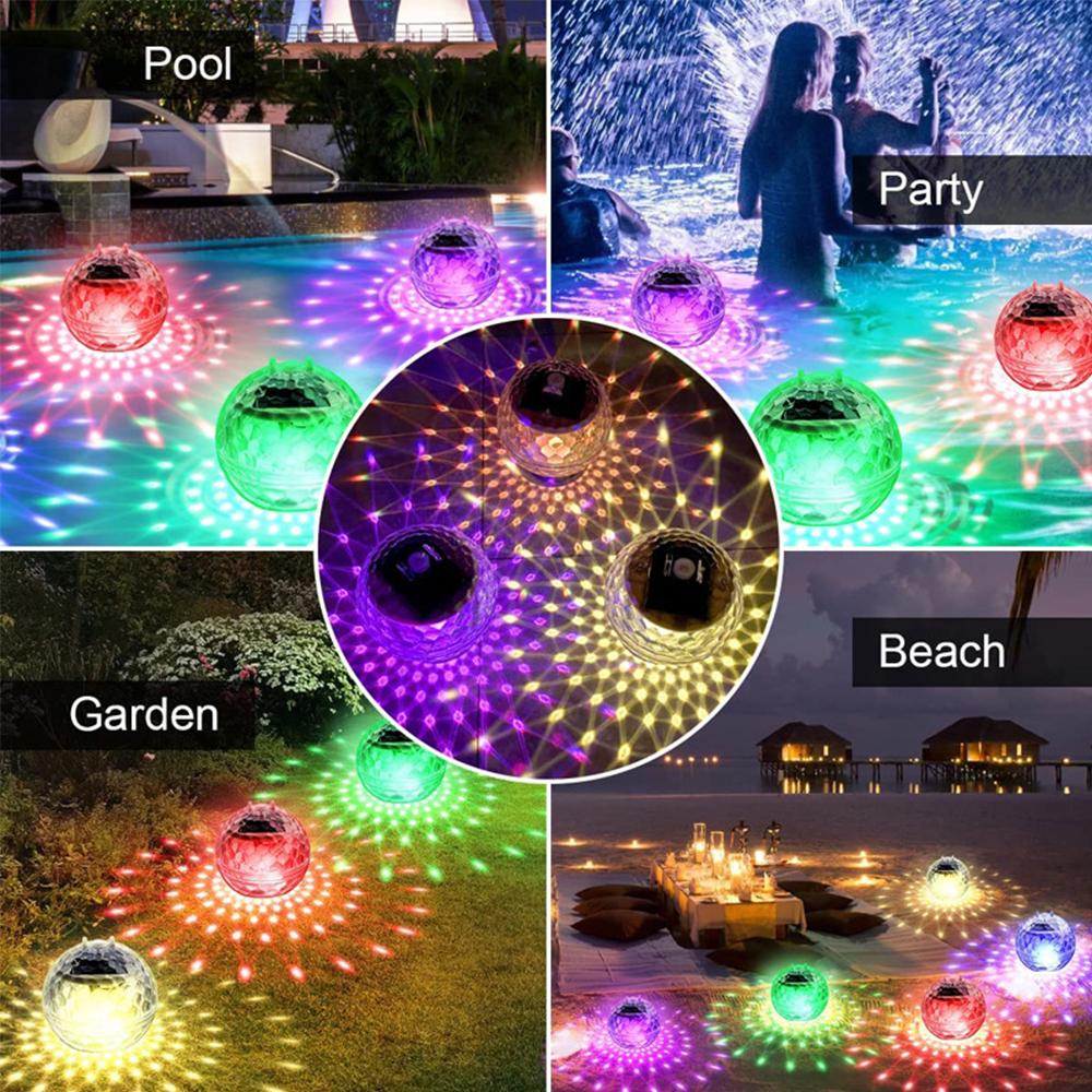 2Pcs Solar Floating Pool Lights With Rgb Color Changing Waterproof Led Light