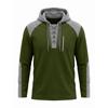 Men S Long Sleeve Hooded Waffle Color Block Casual Sweatshirt