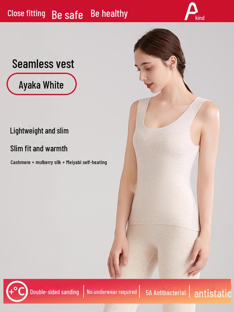 Термобелье унисекс из немецкой шерсти: Бесшовный утепленный жилет из шелка и кашемира, плюс бархат, плотный и теплый для осени и зимы.