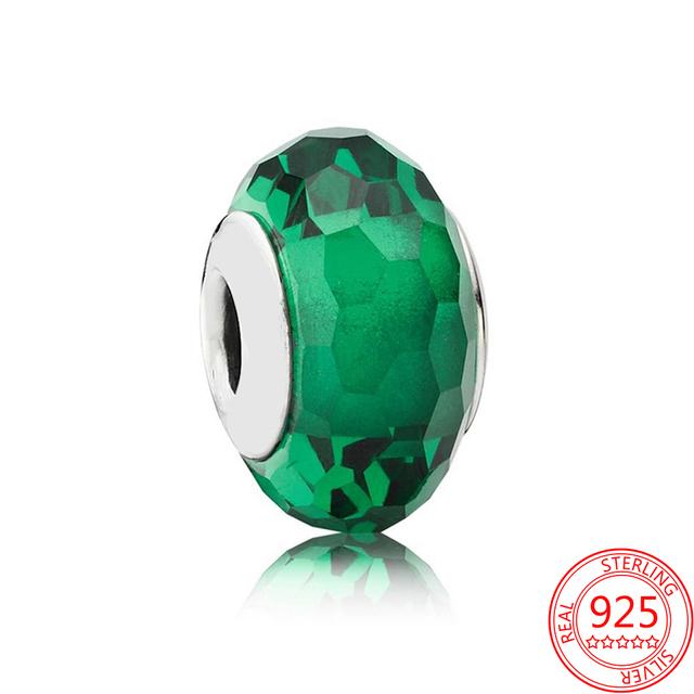 Original S925 Silver Fit Fashion Bracelet Charm Murano Glass Beads Ladybird Four Leaf Clover Pendant Jewelry Gift Accessories