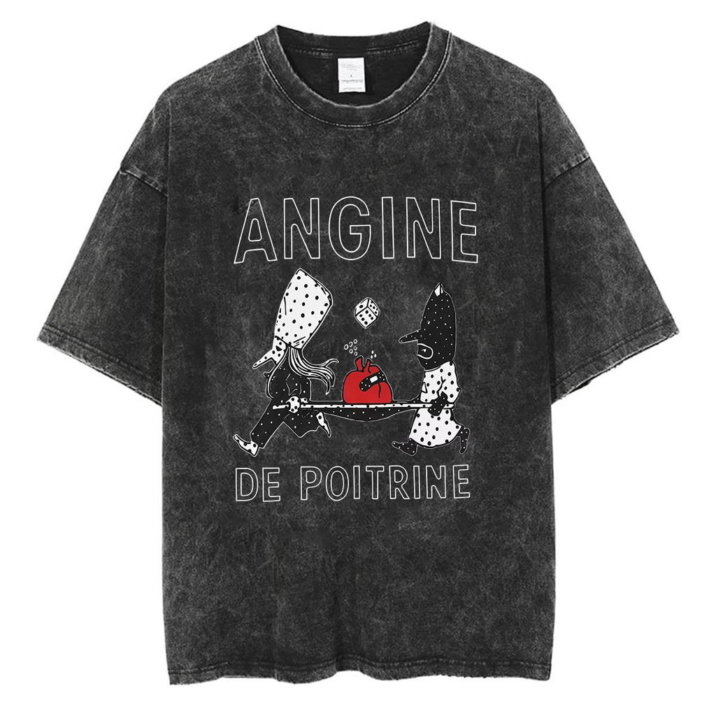 Rock Band Angine De Poitrine Ретро Выстиранные Футболки Мужские Женские Панк Поп Музыка Свободная Одежда Футболка Хип-Хоп Готика Оверсайз Футболки