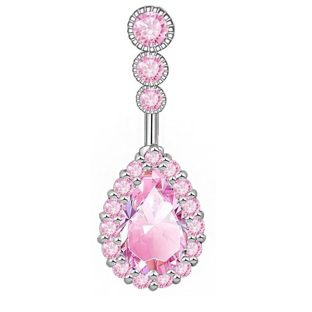 Stainless Steel Zircon Navel Ring Colorful Body Piercing Jewelry Fashion Belly Button Ring  Girl