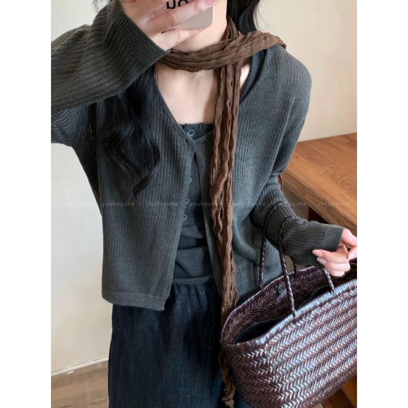 Elegant Vintage Cotton Scarf Women Lightweight Long Narrow Neck Wrap 2026 Stylish Accessory