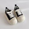 Fashion thick-soled heightening round head shell head biscuit shoes women's spring and autumn Korean version lace-up flat-bott
