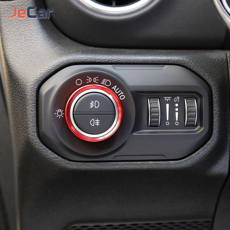 Aluminum Alloy Button Switch Ring Lamp Switch Button Decoration Cover For Jeep Wrangler JL JT Gladiator 2018 UP Car