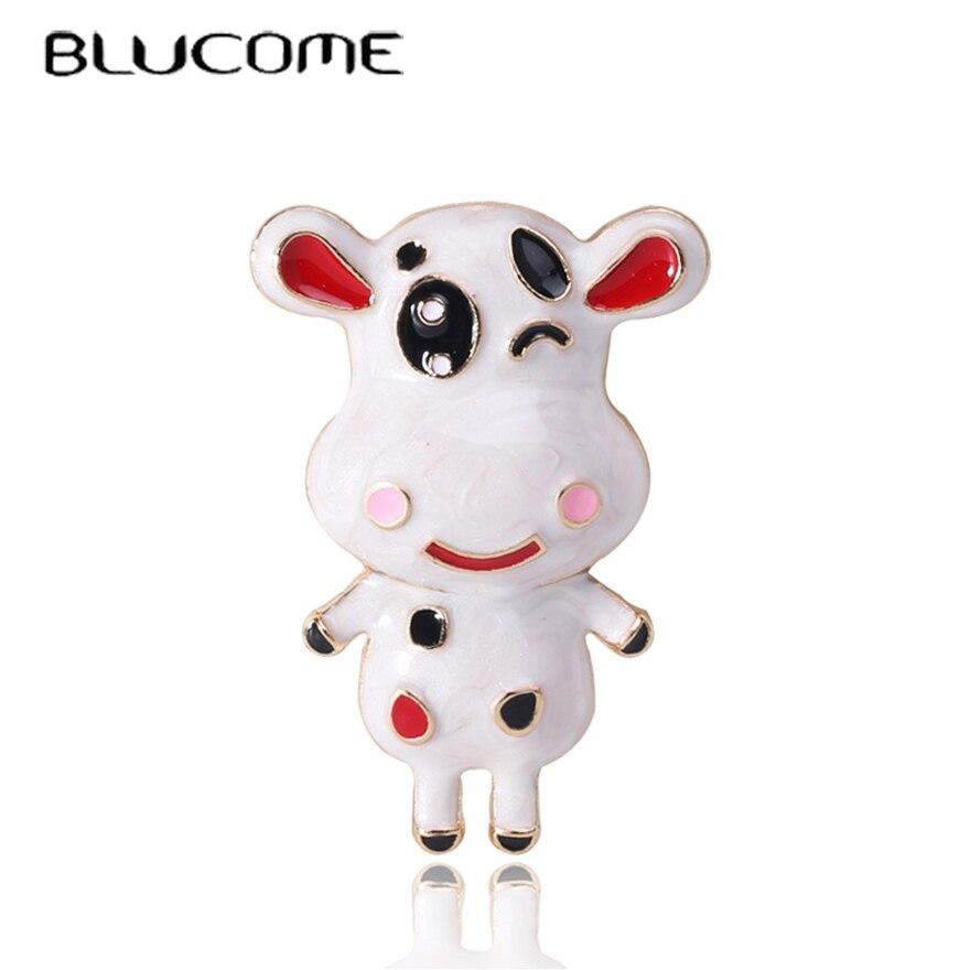 Blucome Fashion Personality Alloy Dripping Oil Cute Calf Brooch Zodiac Year of The Ox All-match Clothing Accessories Pin