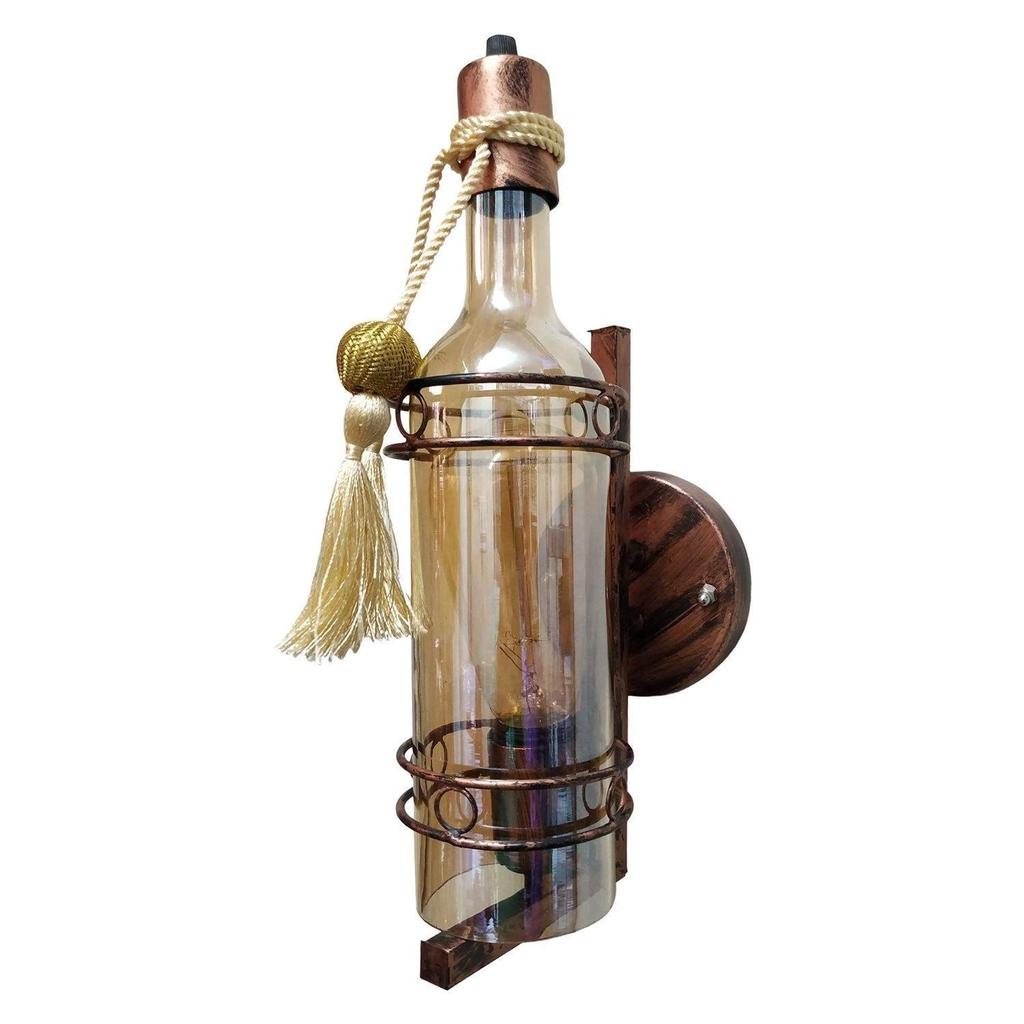 Металлический настенный бра Антикварная лампа в виде винной бутылки | Настенный светильник в винтажном стиле | Настенный светильник для украшения дома, бара и ресторана (Пакет из 4)