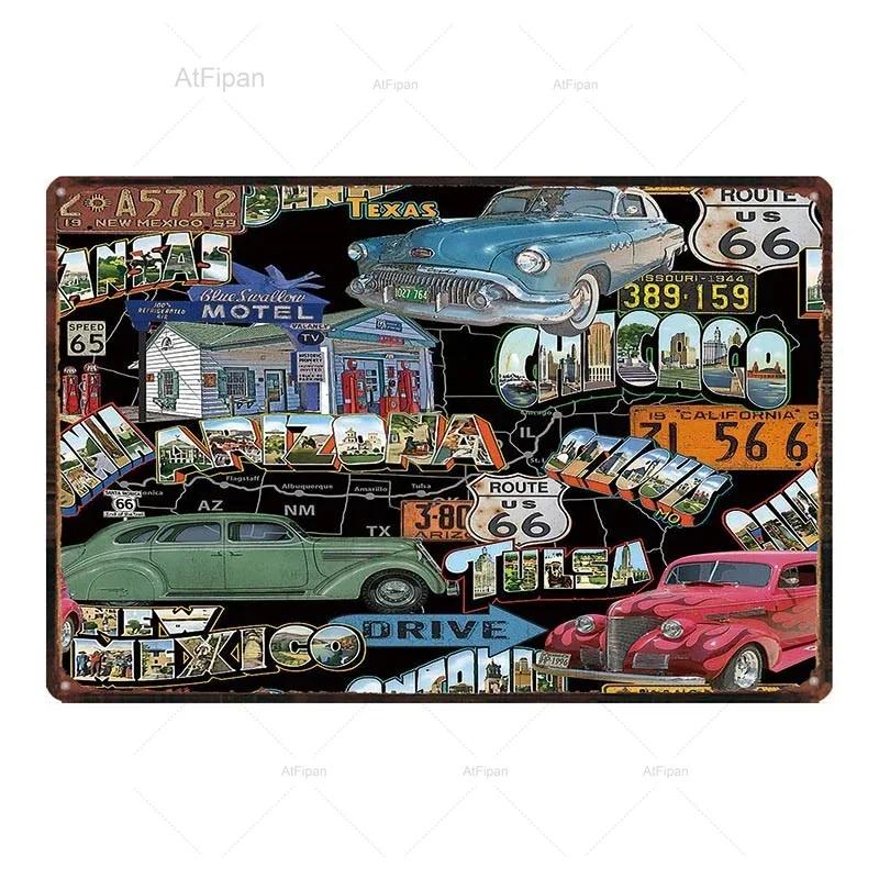 Vintage Motorcycle Garage Metal Plate Classic Tire Poster Shabby Chic Wall Art Decor xCM Metal Painting for Home Retro Cuadr