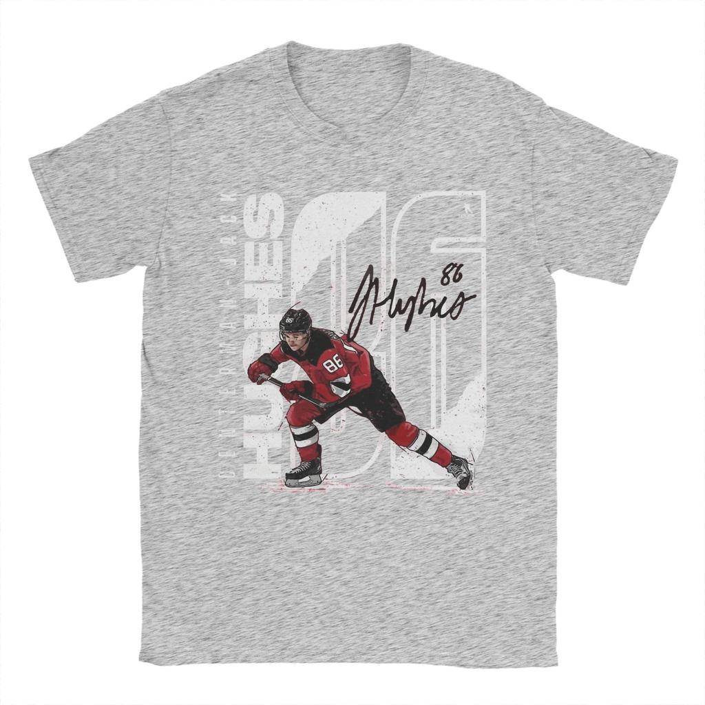 Jack Hughes New Jersey Hockey T Shirt Unisexs Cotton Novelty TShirts Round Neck Tee Shirt Short Sleeve Clothing XL XL
