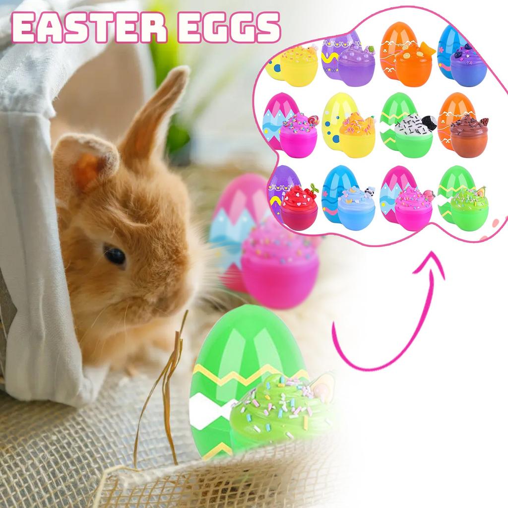 12PCS Easter Egg Toy, Slimes Easter Eggs Toys, Easter Egg Game, Gift Decoration Props For Kids, Creative Easter Party Gift