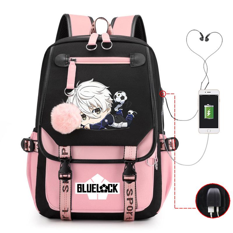 Blue Prison Anime School Bag College Wind Large Capacity Middle School Student Usb Backpack