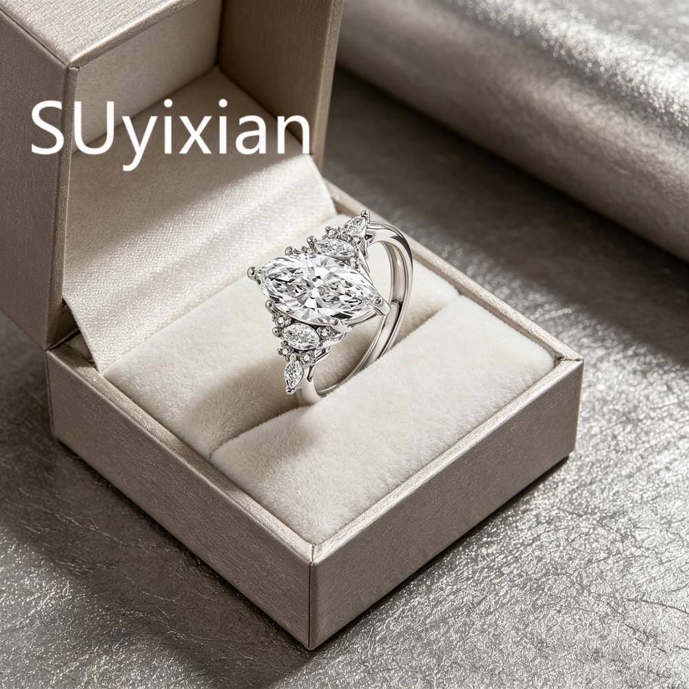 925 Sterling Silver Stylish Luxury 4 Carat Horse Eye Zircon Ring, Birthday Anniversary Wedding Party Gift, Ladies Jewelry