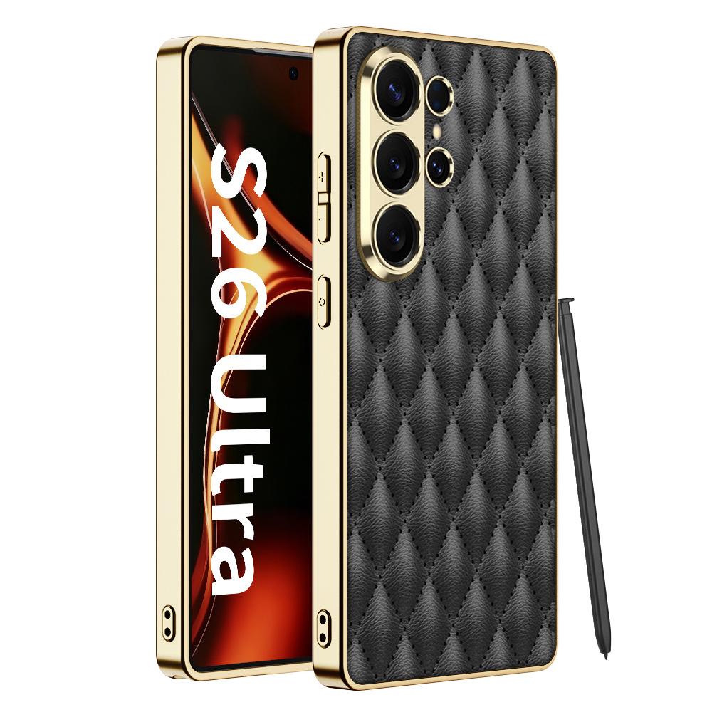 Чехол для мобильного телефона Samsung S26Ultra из гладкой кожи, Продвинутое ощущение, Маленький аромат, Гальваническое покрытие, S26u, Защитный чехол от падения, Алмазная сетка.