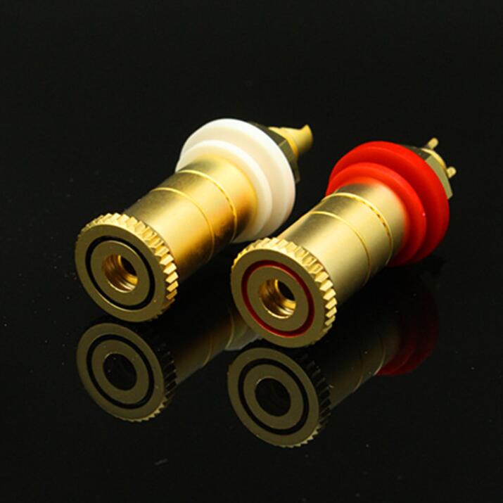 2Pcs Gold Plated Brass HIFI Binding Post Banana Plug Socket Terminal Connector For Amplifier Speaker Audio Cable Home Theater Wiring Accessory