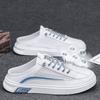 2025 Half Shoes For Men Mules Sandals Flat Summer Backless Loafers Slippers Man Slides Lace Up Mens Semi-Drag Casual Board Shoes