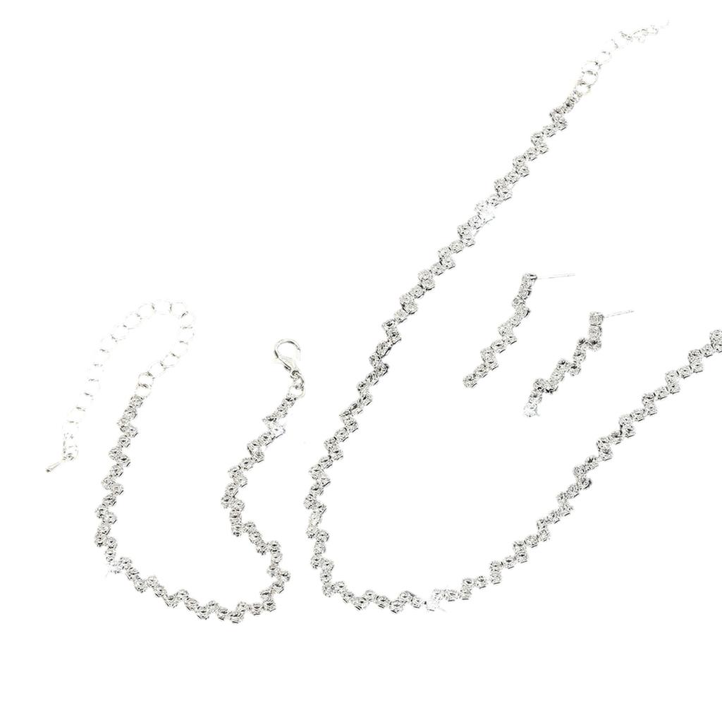 Dazzling Rhinestone Crystal Bridal Jewelry Classic Bride's Jewelry Set Rhinestones Necklace Bracelet Earrings Ensembles