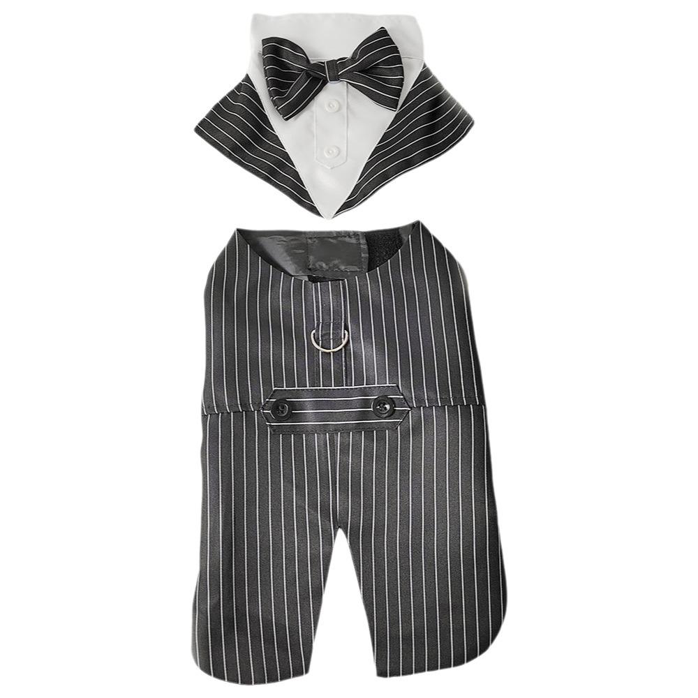 Black/Stripes Dog Tuxedo Costume Two Pieces Large Dog Costume Set Dog Wedding Costume Party Event